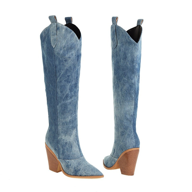 Dames - Cowboylaarzen - Denim - Stijlvolle en Comfortabele Boots voor Fashionista's