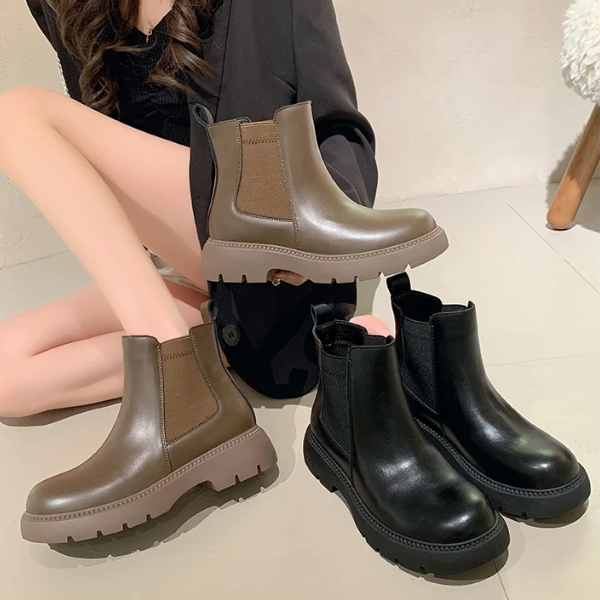 Damen Boots aus Leder mit rutschfester Sohle