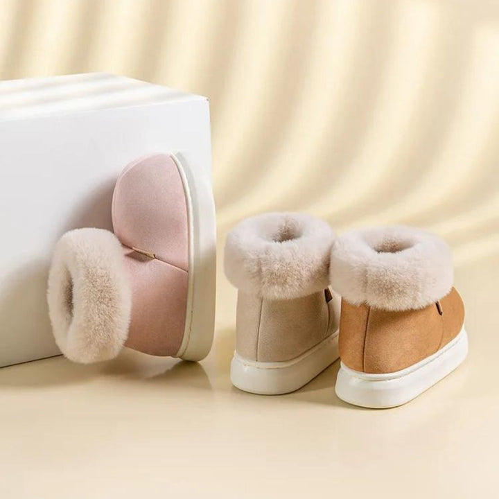 Dames - Pantoffels - Suèdelook met Imitatiebont - Comfortabele en Elegante Slippers voor Thuis