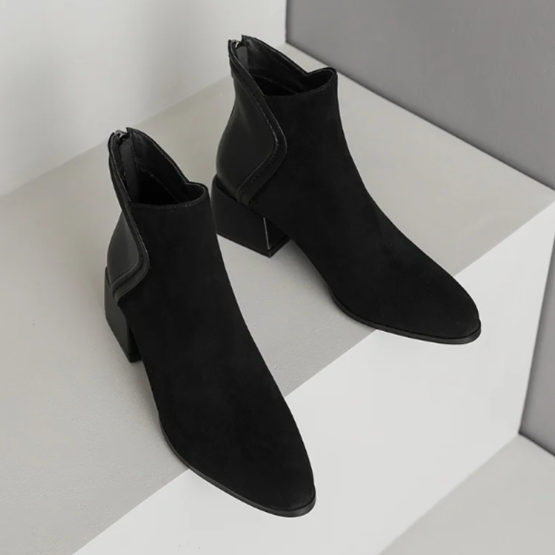 Stylische Ankle Boots mit Cutouts und niedrigem Absatz - Damen Ankle Boots