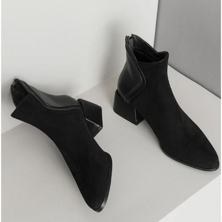 Stylische Ankle Boots mit Cutouts und niedrigem Absatz - Damen Ankle Boots