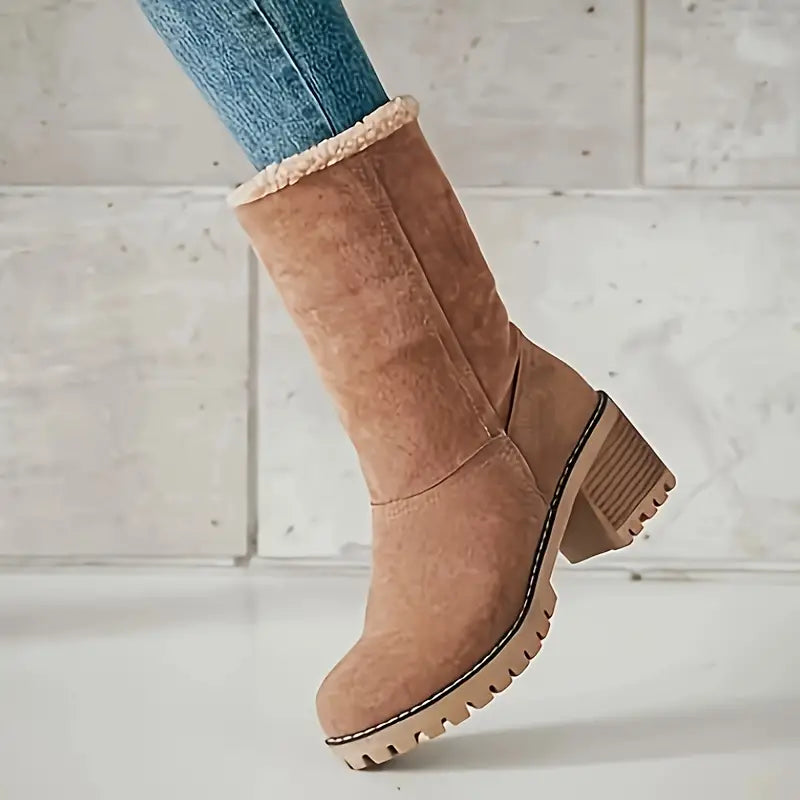 Damen - Winter Stiefelette - Plüschgefütterte Plattform - Bequeme & Stylische Schuhe für die kalte Jahreszeit