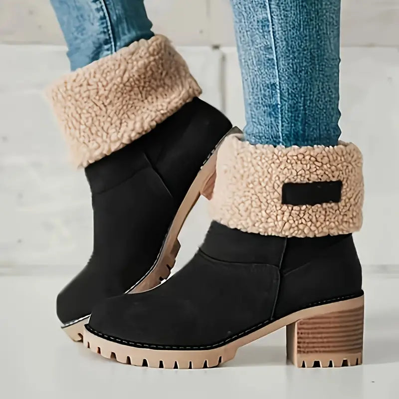 Damen - Winter Stiefelette - Plüschgefütterte Plattform - Bequeme & Stylische Schuhe für die kalte Jahreszeit