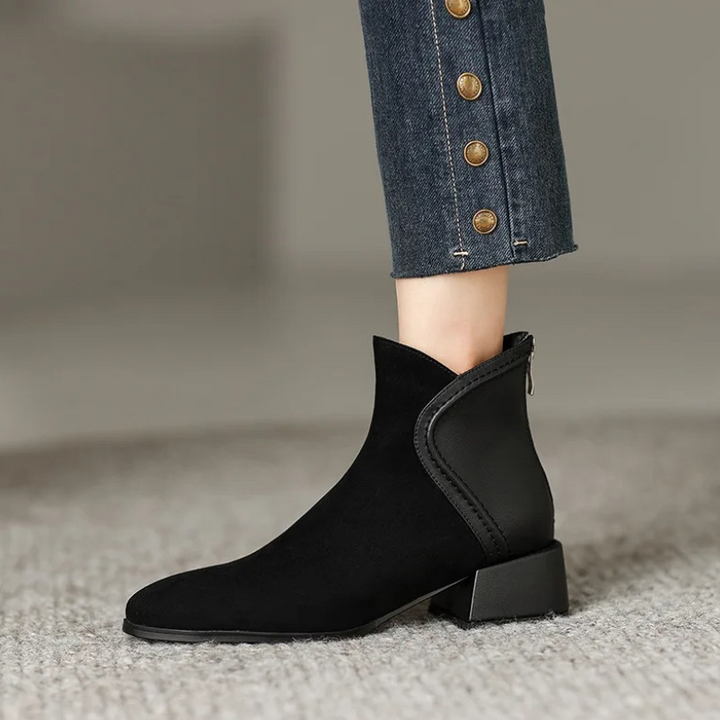 Stylische Ankle Boots mit Cutouts und niedrigem Absatz - Damen Ankle Boots