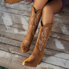 Damen - Cowboy Stiefel - Retro Chunky Heel mit stylischem Seitenreißverschluss - Modische Spitzstiefel für trendbewusste Looks