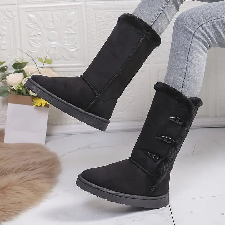 Damen - Winterstiefel - Fleecefutter für zusätzliche Wärme - Bequeme Halbhohe Stiefel für kalte Tage