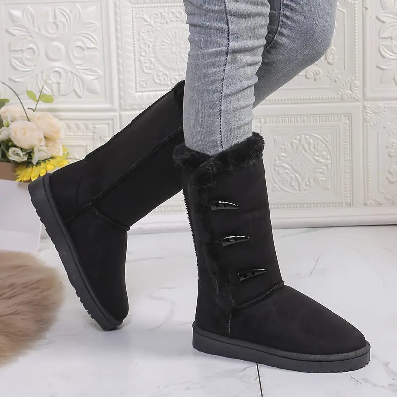 Damen - Winterstiefel - Fleecefutter für zusätzliche Wärme - Bequeme Halbhohe Stiefel für kalte Tage