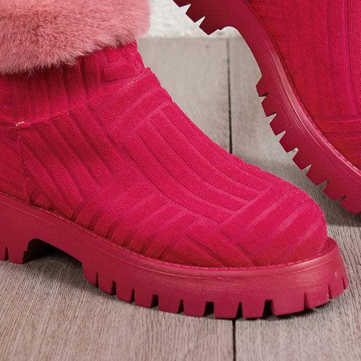 Damen - Plüsch-Stiefeletten - Dicke Sohle - Komfortable Damenboots für kalte Tage