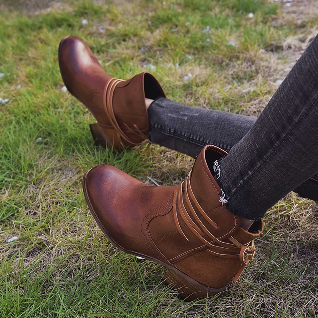 Damen - Stiefel - Vintage Schnürung aus hochwertigem Material - Modische Damenstiefel für jeden Anlass