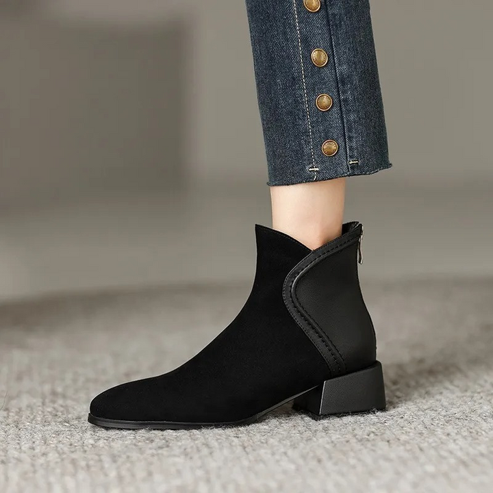 Stylische Ankle Boots mit Cutouts und niedrigem Absatz - Damen Ankle Boots