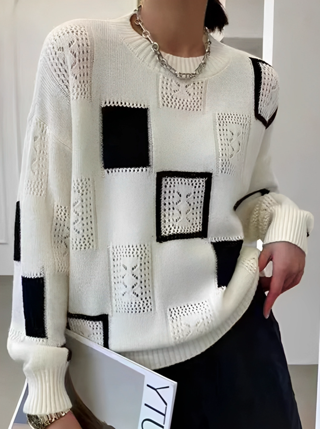 Eleganter Pullover mit Patchwork