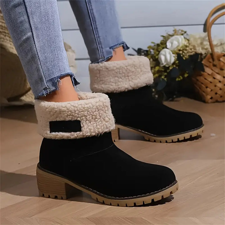 Damen - Winter Stiefelette - Plüschgefütterte Plattform - Bequeme & Stylische Schuhe für die kalte Jahreszeit