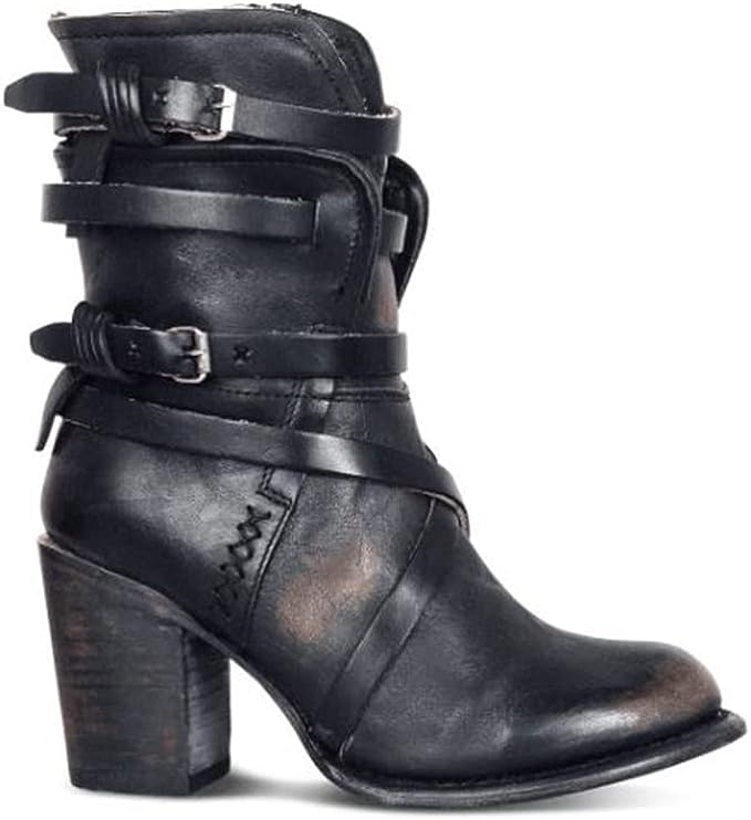 Damen - Lederstiefel - Stilvoller Retro-Look - Elegante Schnürstiefel aus hochwertigem Leder