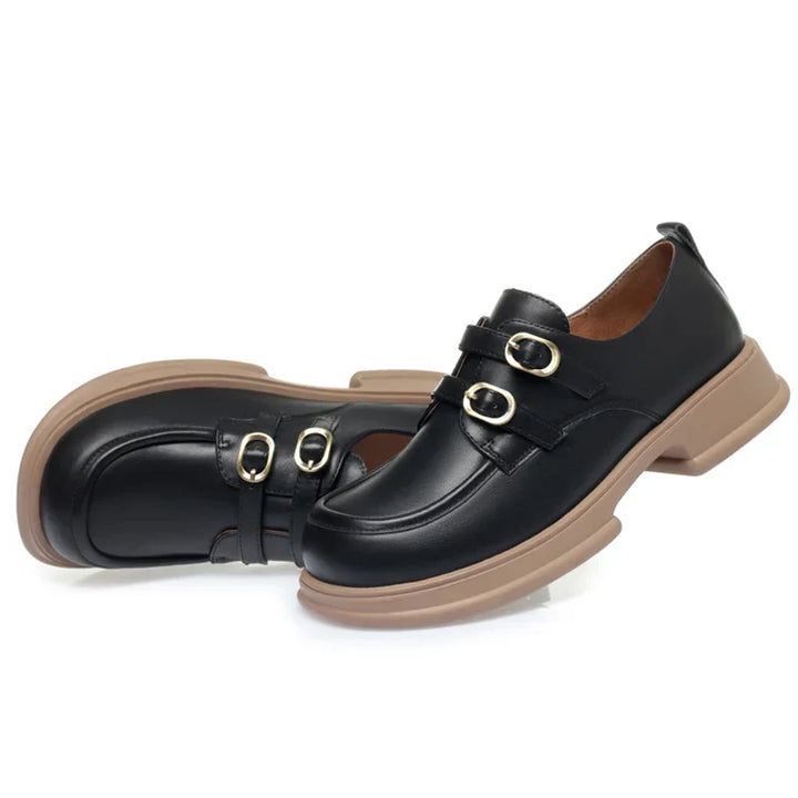 Loafer Britischen Stil mit Doppel-Schnalle und Plateau