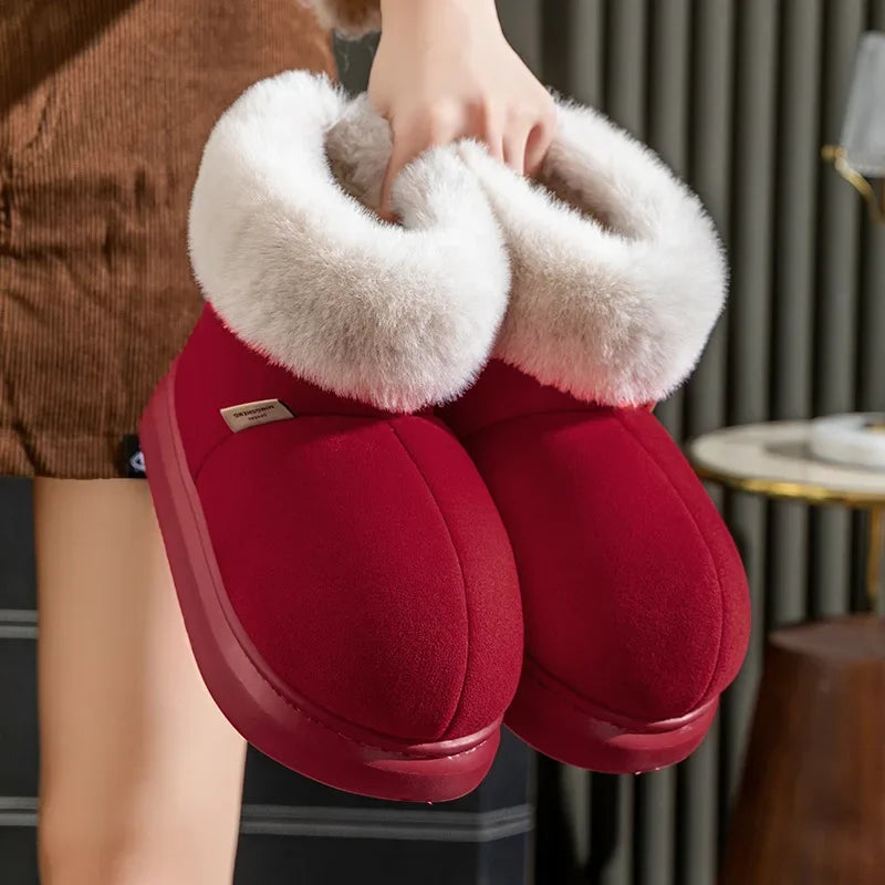 Dames - Pantoffels - Suèdelook met Imitatiebont - Comfortabele en Elegante Slippers voor Thuis