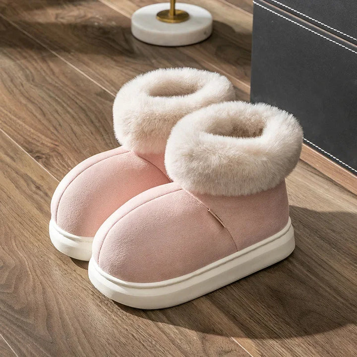 Dames - Pantoffels - Suèdelook met Imitatiebont - Comfortabele en Elegante Slippers voor Thuis