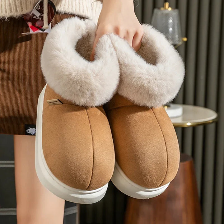 Dames - Pantoffels - Suèdelook met Imitatiebont - Comfortabele en Elegante Slippers voor Thuis