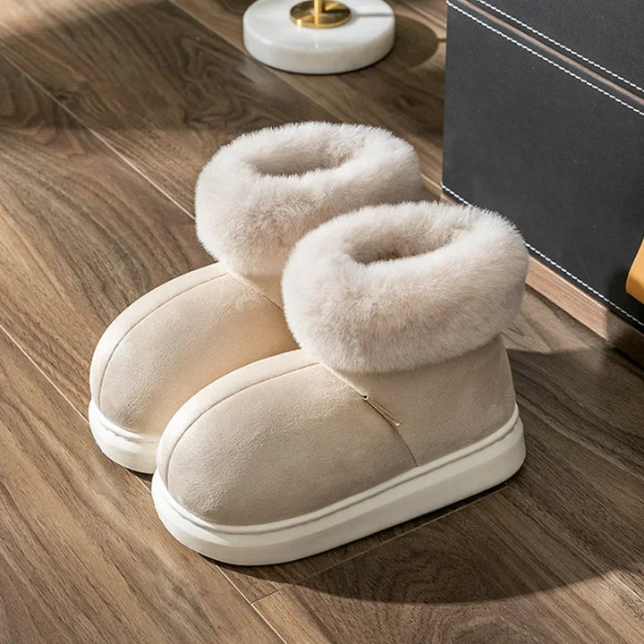 Dames - Pantoffels - Suèdelook met Imitatiebont - Comfortabele en Elegante Slippers voor Thuis