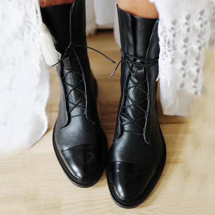 Damen - Stiefel im Vintage-Look mit Absatz - Stylische und bequeme Lederstiefel - Perfekt für jede Gelegenheit