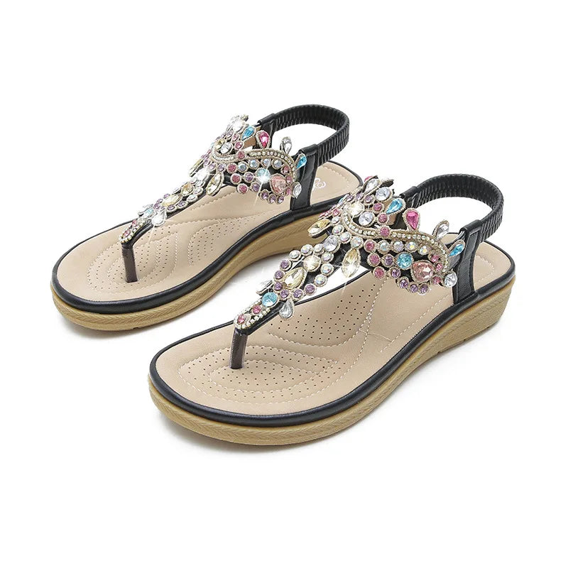 Modische Damen-Sandalen mit Strass und Plateau