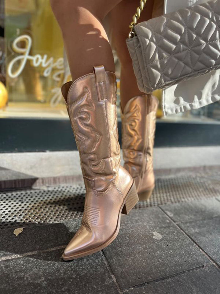 elegante Metallic-Cowboystiefel