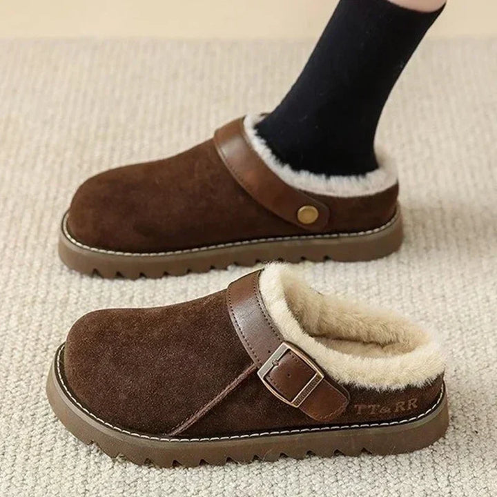 Elegante Wildleder-Clogs mit Plüschfutter