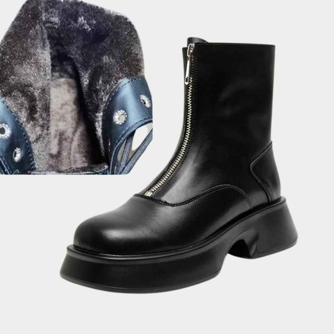 Damen - Winterstiefel - Echtes Leder & Pelz - Modische, Bequeme Stiefel für Kalte Tage