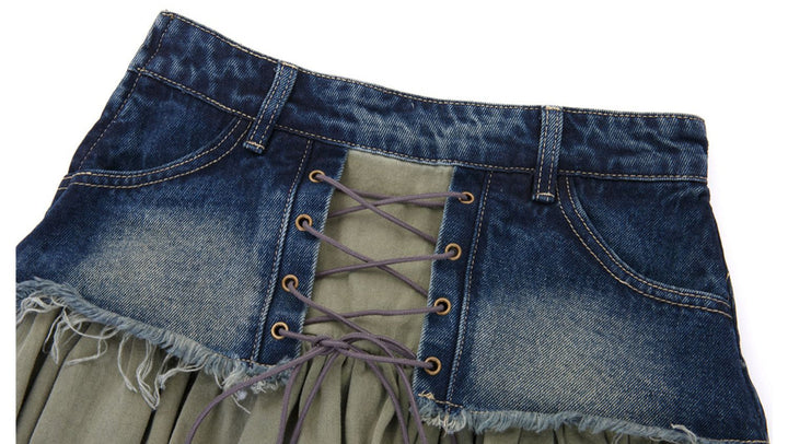 Vintage Jeansrock mit Rüschen