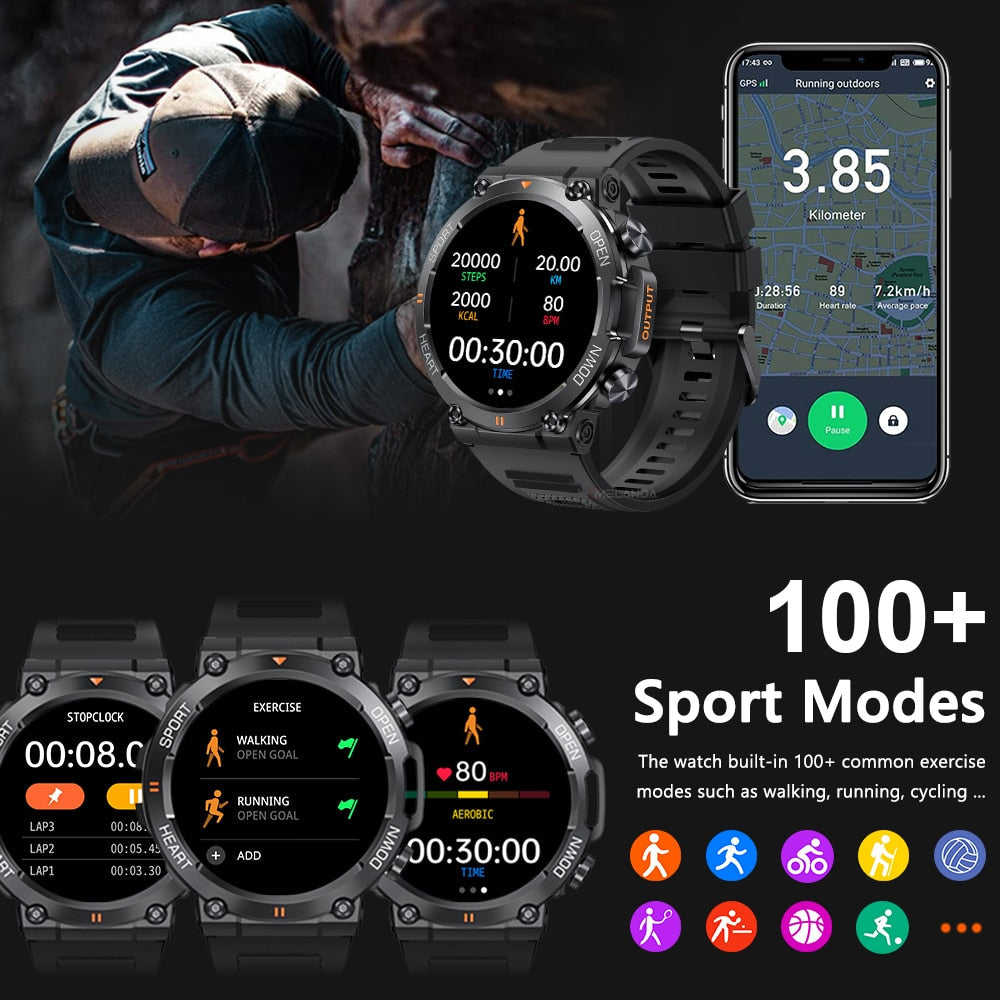 Intelligente Uhr mit Herzfrequenzmesser für Sport und Fitness