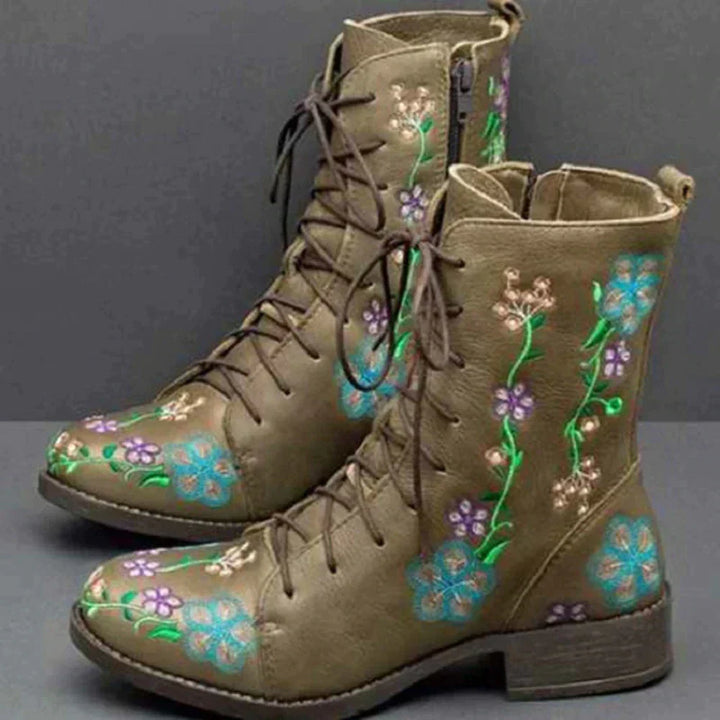 Damen - Retro-Stiefel - Ethnische Stickerei - Stylische und Bequeme Schuhe für modische Auftritte