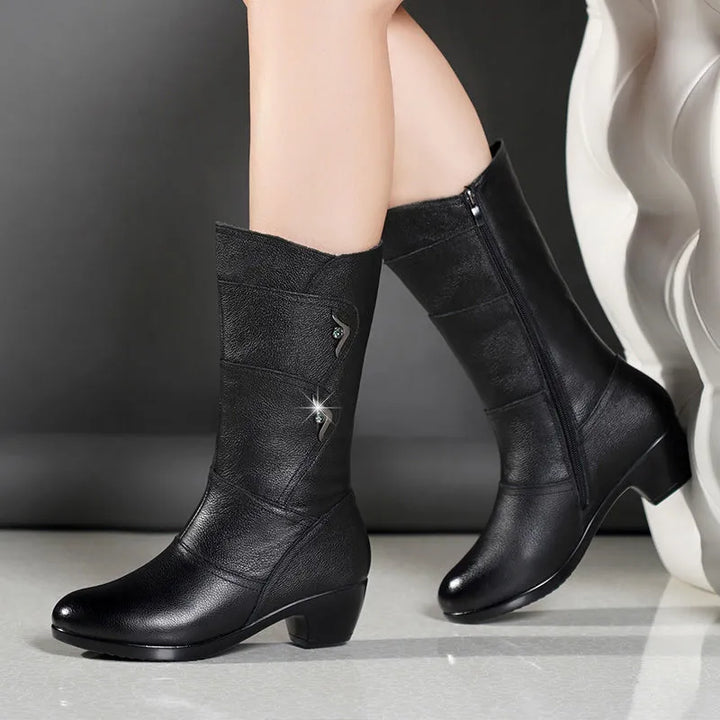 Damen - Mittel-Stiefel - Elegantes Kunstleder - Modische Stiefel für jeden Anlass