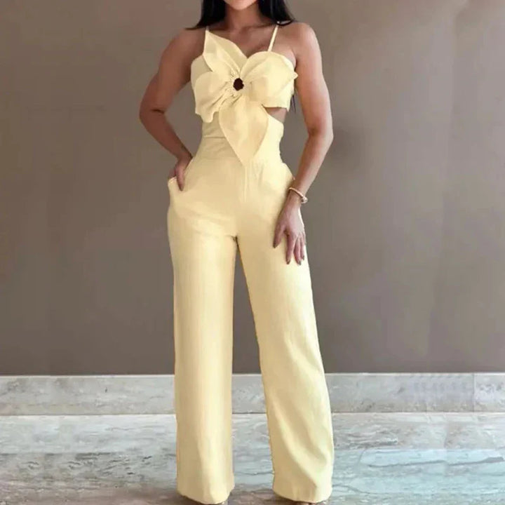 Blumen-Ausschnitt Jumpsuit