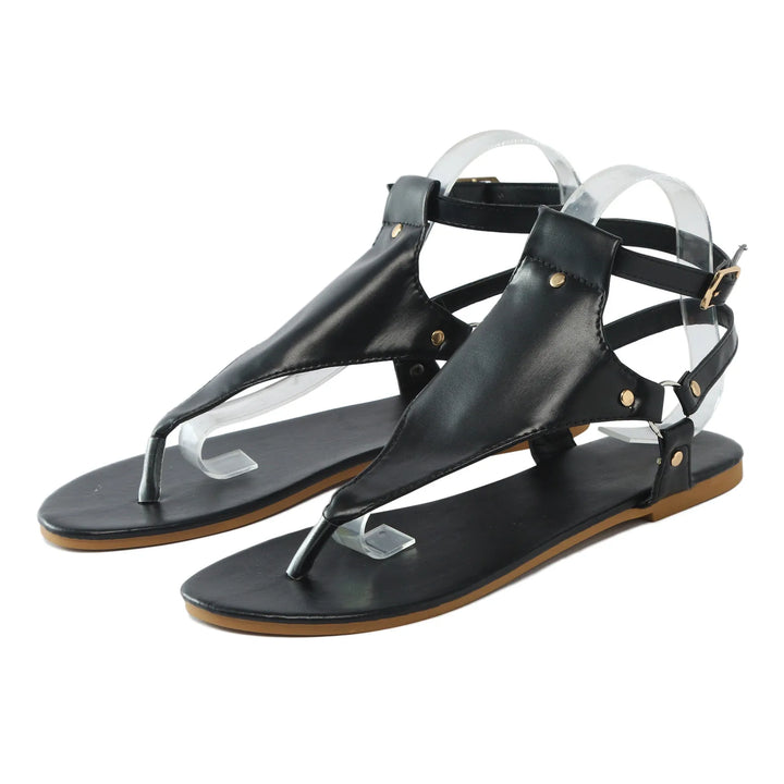 Flache Damen-Sandalen mit Schnallenriemen