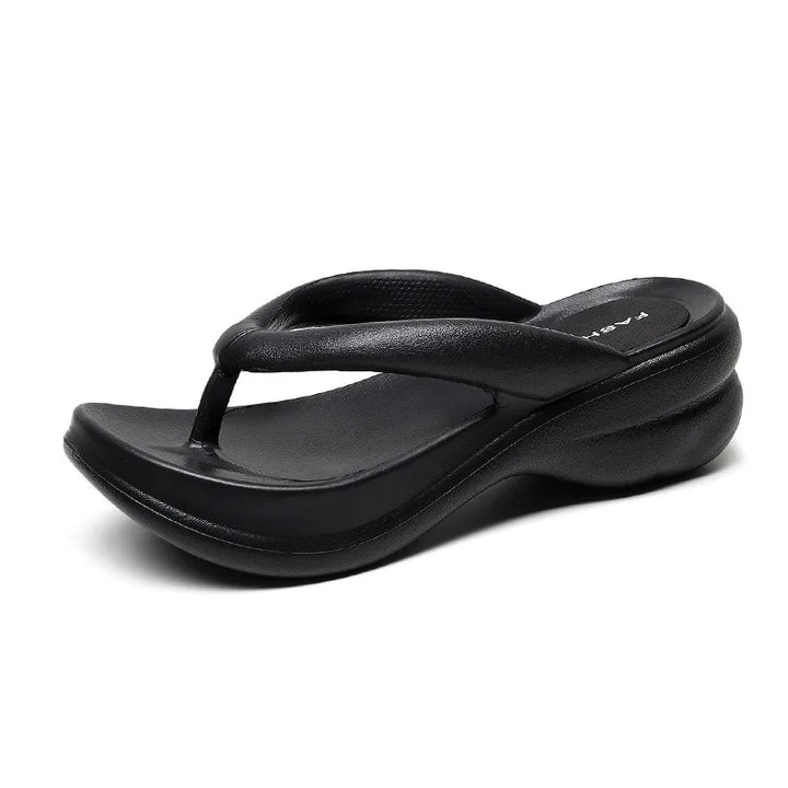 Sommer-Damen-Slipper mit Keilabsatz aus EVA: Weiche und atmungsaktive Plateau-Flip-Flops für den Außen- und Innenbereich