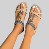 Flache Sandalen - Boho - Strass Schmetterling