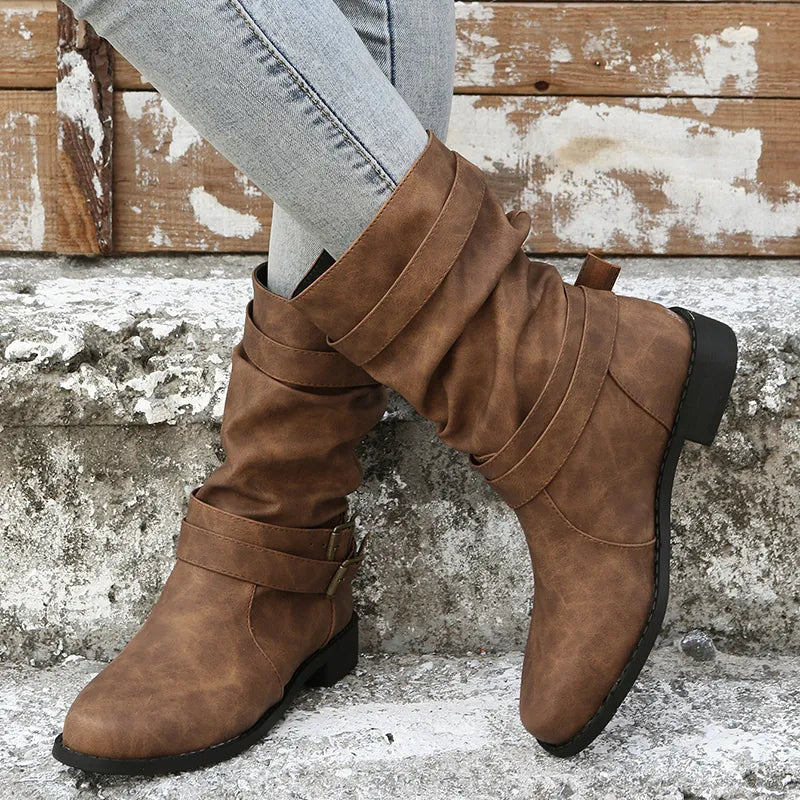 Damen - Stiefelette mit runder Spitze - Elegante Schuhe - Bequemes Design für jeden Anlass