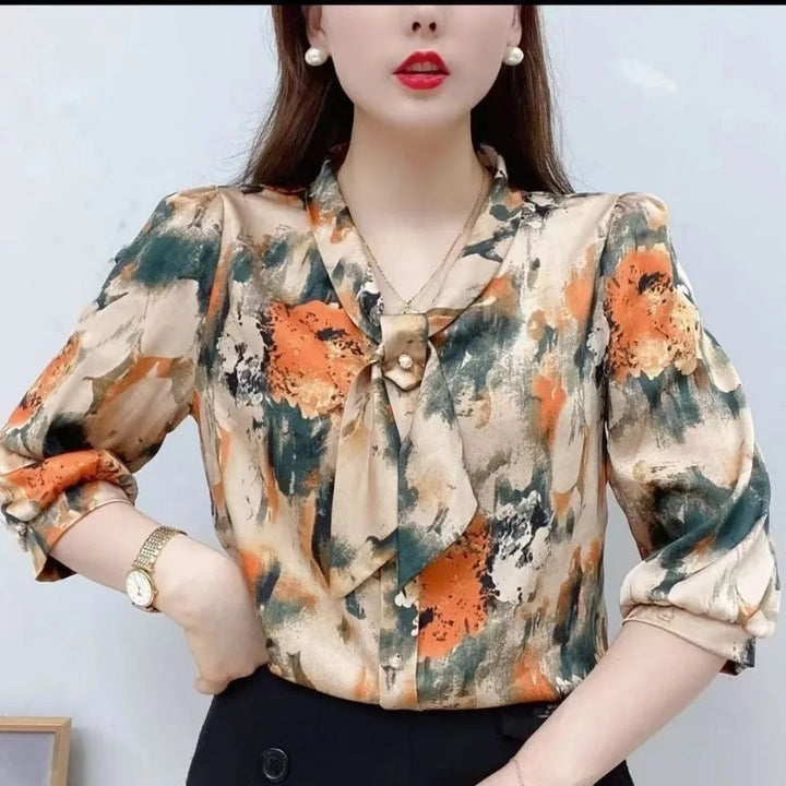 Chiffon Bluse mit Halbarm