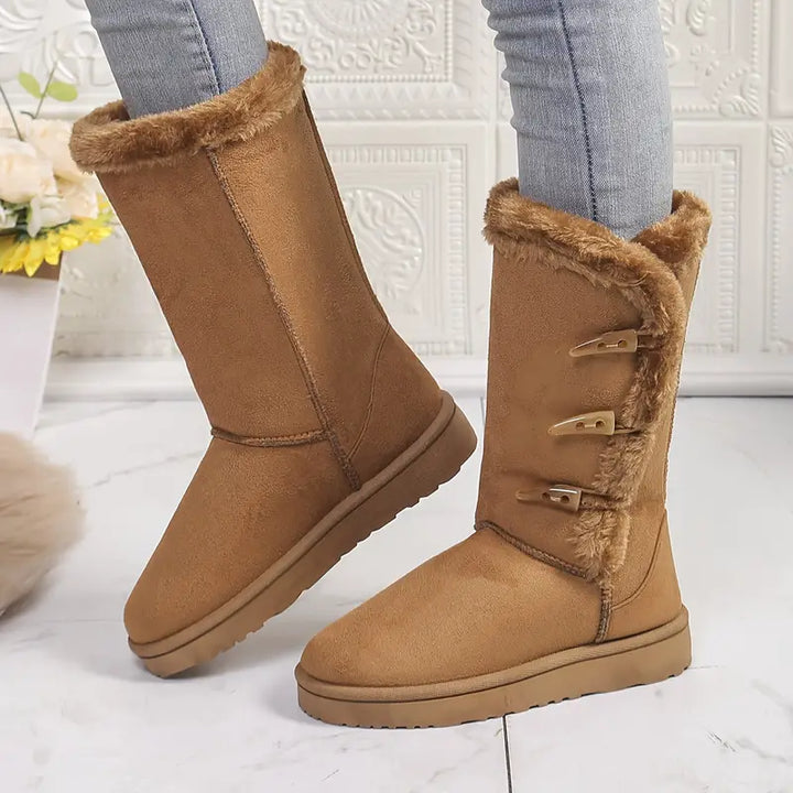 Damen - Winterstiefel - Fleecefutter für zusätzliche Wärme - Bequeme Halbhohe Stiefel für kalte Tage