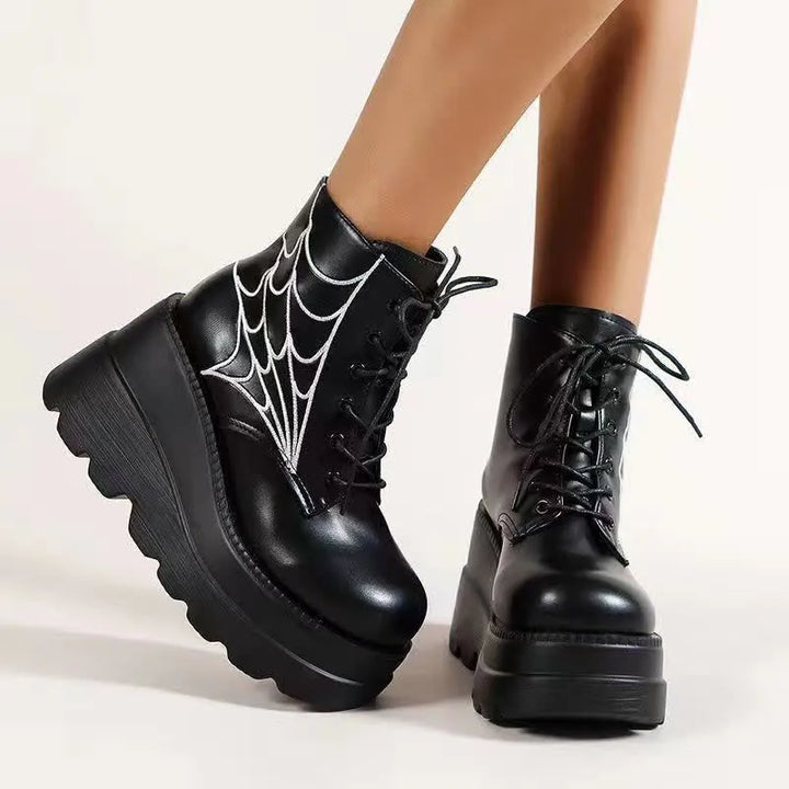 Gothic Spider-Netz Schnürstiefel