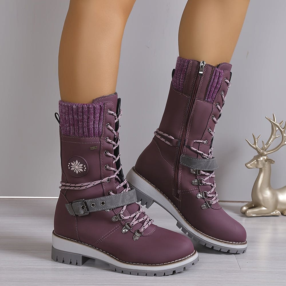 Damen - Thermo-Stiefel - Elegante Gestrickte Optik - Warm und Stilvoll für den Winter