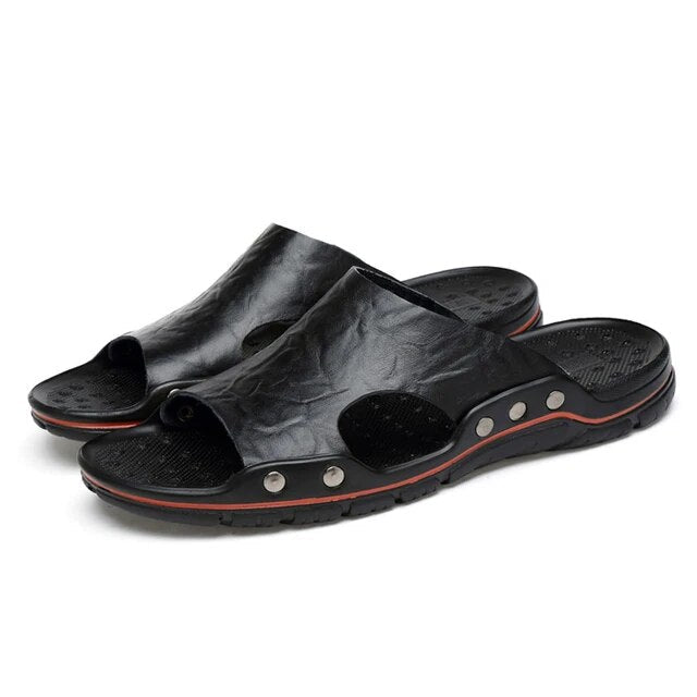 Atmungsaktive, rutschfeste Herren Outdoor-Sandalen aus echtem Leder