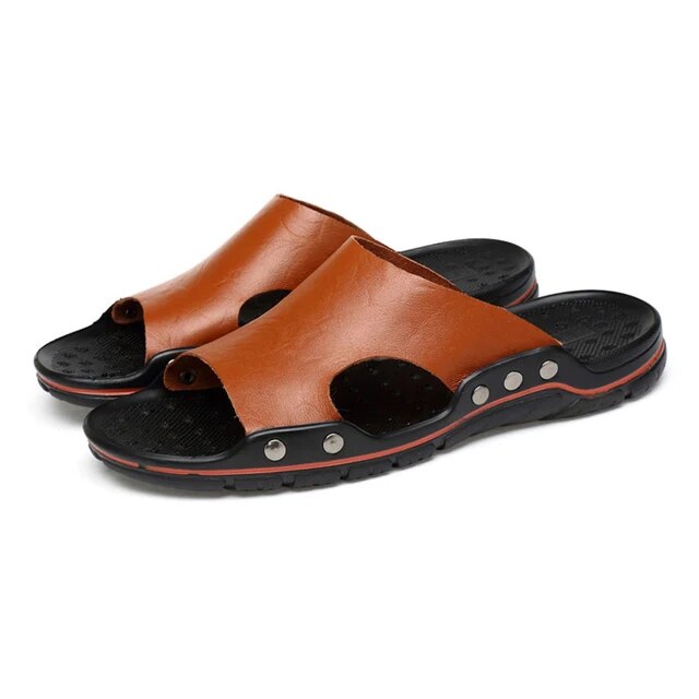 Atmungsaktive, rutschfeste Herren Outdoor-Sandalen aus echtem Leder