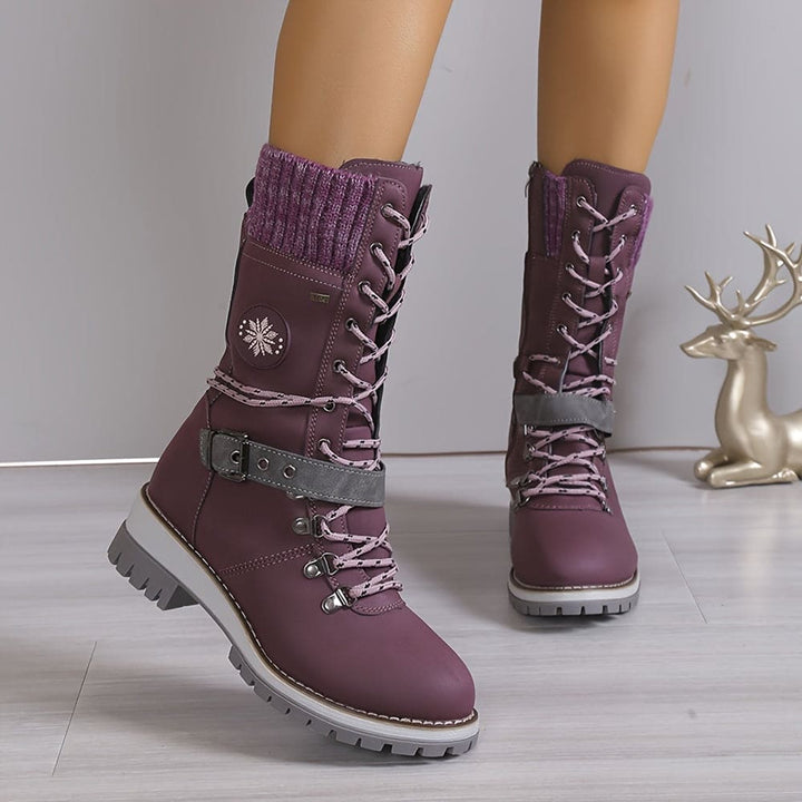 Damen - Thermo-Stiefel - Elegante Gestrickte Optik - Warm und Stilvoll für den Winter