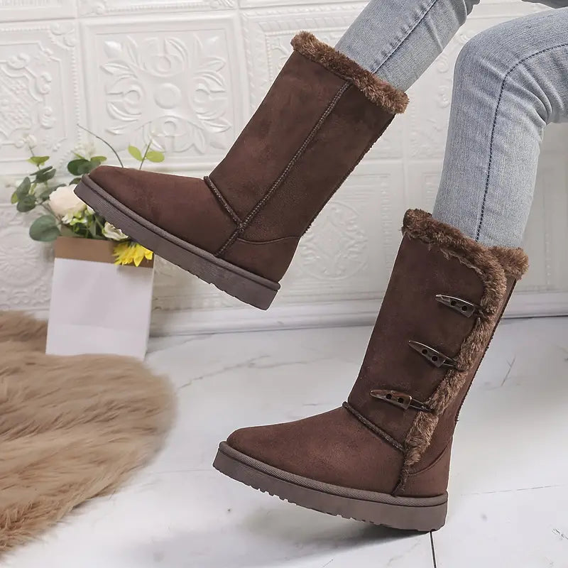 Damen - Winterstiefel - Fleecefutter für zusätzliche Wärme - Bequeme Halbhohe Stiefel für kalte Tage