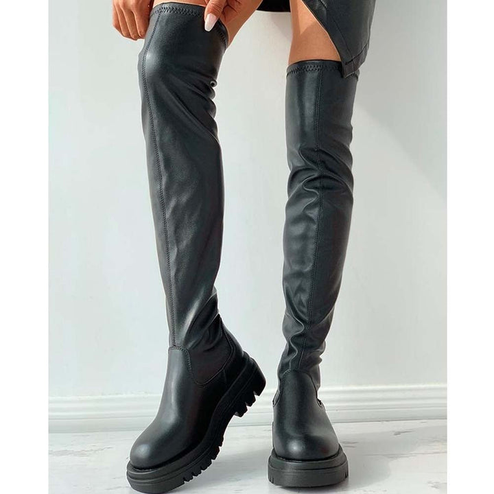 Damen - Overknee-Lederstiefel - Elegantes Design - Stilvolle Lederstiefel für jeden Anlass