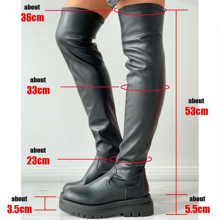 Damen - Overknee-Lederstiefel - Elegantes Design - Stilvolle Lederstiefel für jeden Anlass