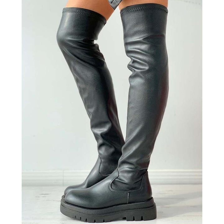 Damen - Overknee-Lederstiefel - Elegantes Design - Stilvolle Lederstiefel für jeden Anlass