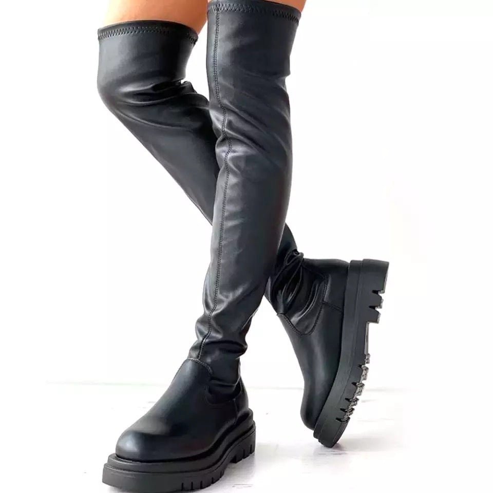 Damen - Overknee-Lederstiefel - Elegantes Design - Stilvolle Lederstiefel für jeden Anlass