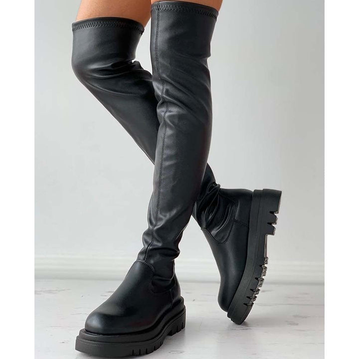 Damen - Overknee-Lederstiefel - Elegantes Design - Stilvolle Lederstiefel für jeden Anlass