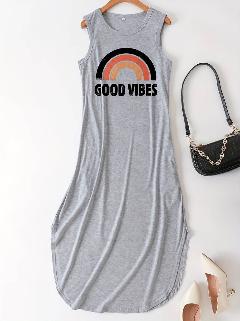 Good Vibes - Langes Kleid mit Buchstabendruck